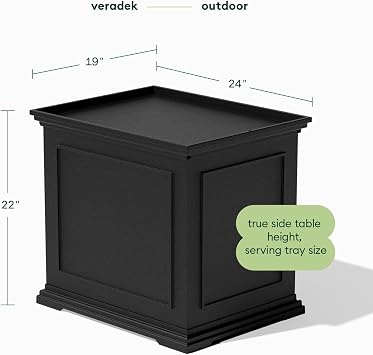 Veradek 30-Gallon Brixton Tray Table - 2-in-1 Outdoor Side Table with Storage + Tray for Patio | Durable All-Weather Resistant | Classic & Functional