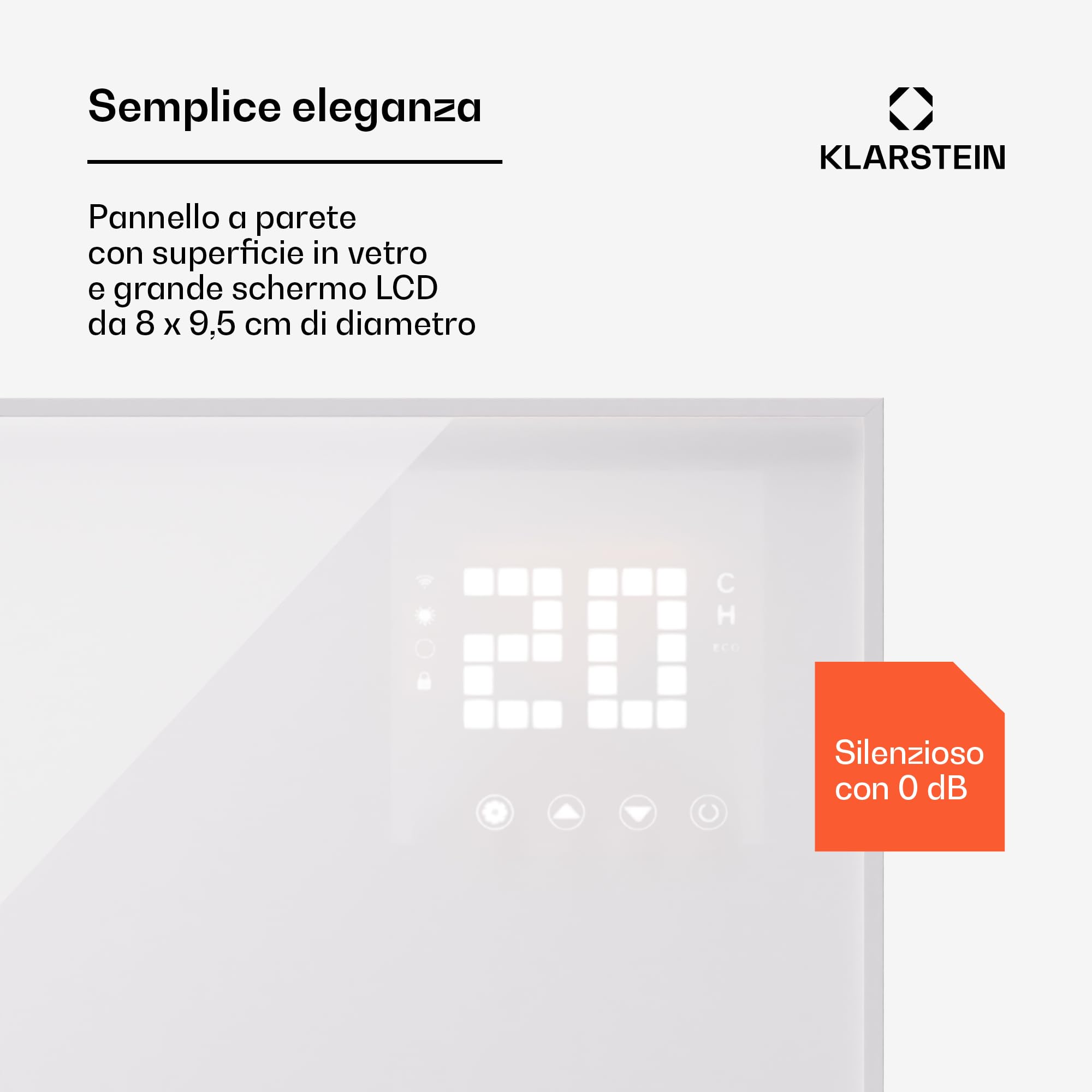 Klarstein Stufa Elettrica Infrarossi Basso Consumo, Pannello Radiante 600W, Telecomando e Timer, WiFi App per Riscaldamento No CO2