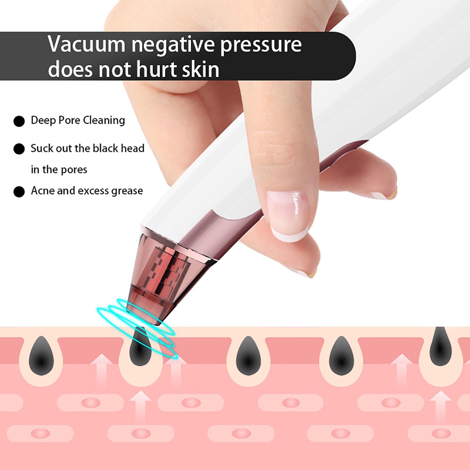 Aspirador de poros para eliminar puntos negros, herramienta de succión de puntos negros, kit extractor de acné eléctrico, limpiador de poros faciales, herramienta extractora de puntos blancos de