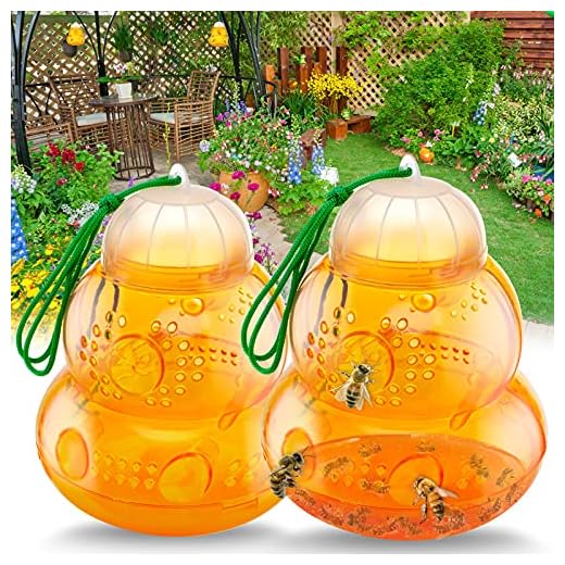 Wasp Trap Bee Traps Catcher, Wasp Traps Outdoor Hanging, Wasp Repellent Trap Deterrent Killer Insect Catcher, Non-Toxic Reusable Yellow Jacket Trap (Orange, 2 Pack)