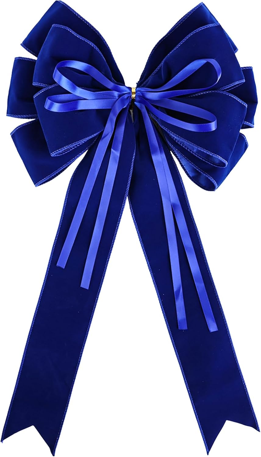 Large Christmas Wreath Bows for Front Door, Khaki Velvet Bowknot Holiday Bows Accessories for Wreath Christmas Wedding Decorations
