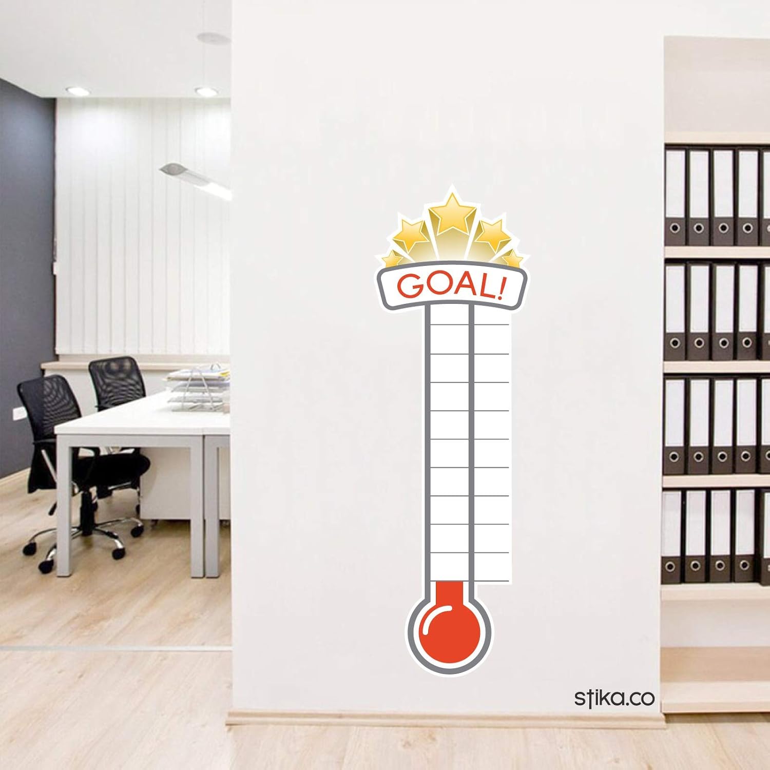 Large Fundraiser Goal Thermometer Wall Sticker - 47x16 inches - Matt Self-Adhesive Vinyl Chart for Office, Charity Fundraising Ideas - Office Wall Decor - Charity Target Chart