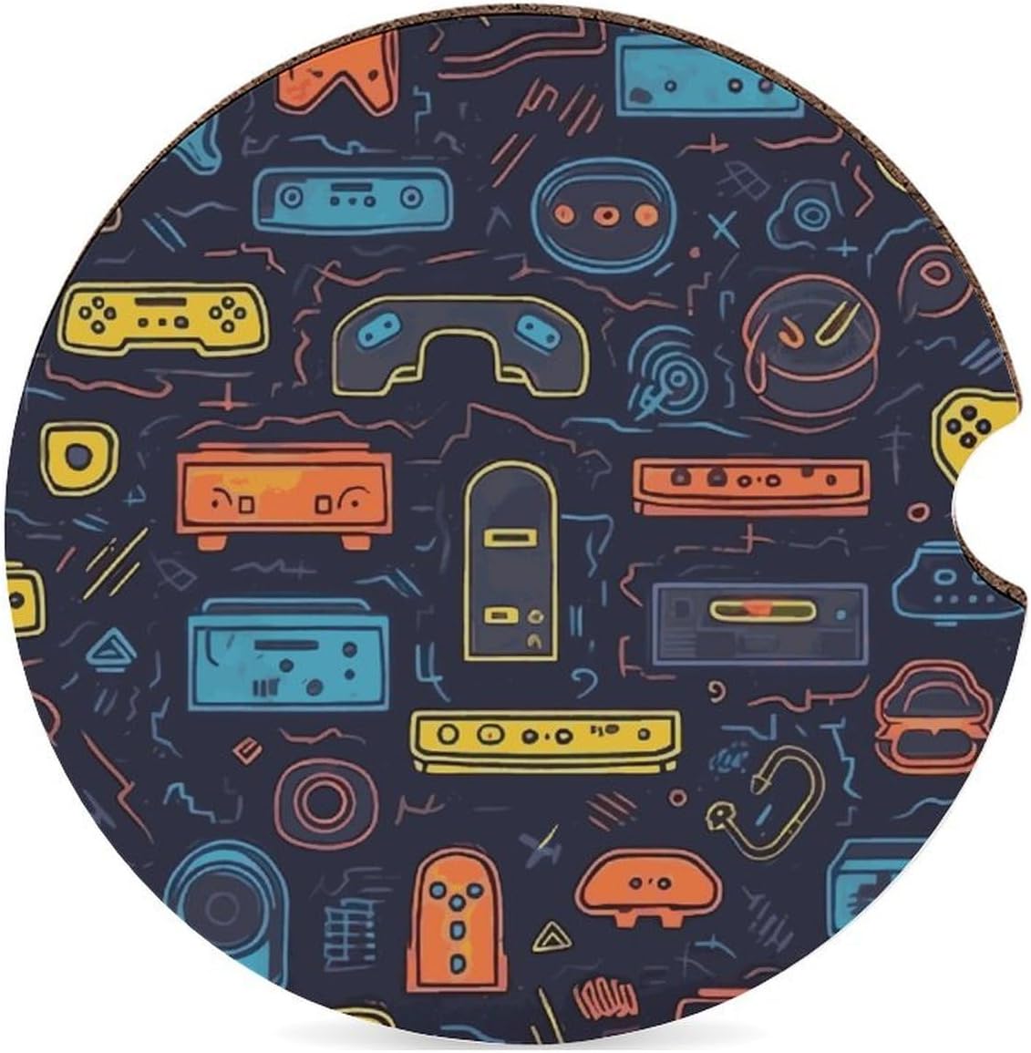 Game Video Gaming Pattern Car Coasters for Cup Holders Non-Slip Absorbent Car Cup Coaster Removable 1PCS Cup Holder Coaster for Women Men Car Interior Accessories
