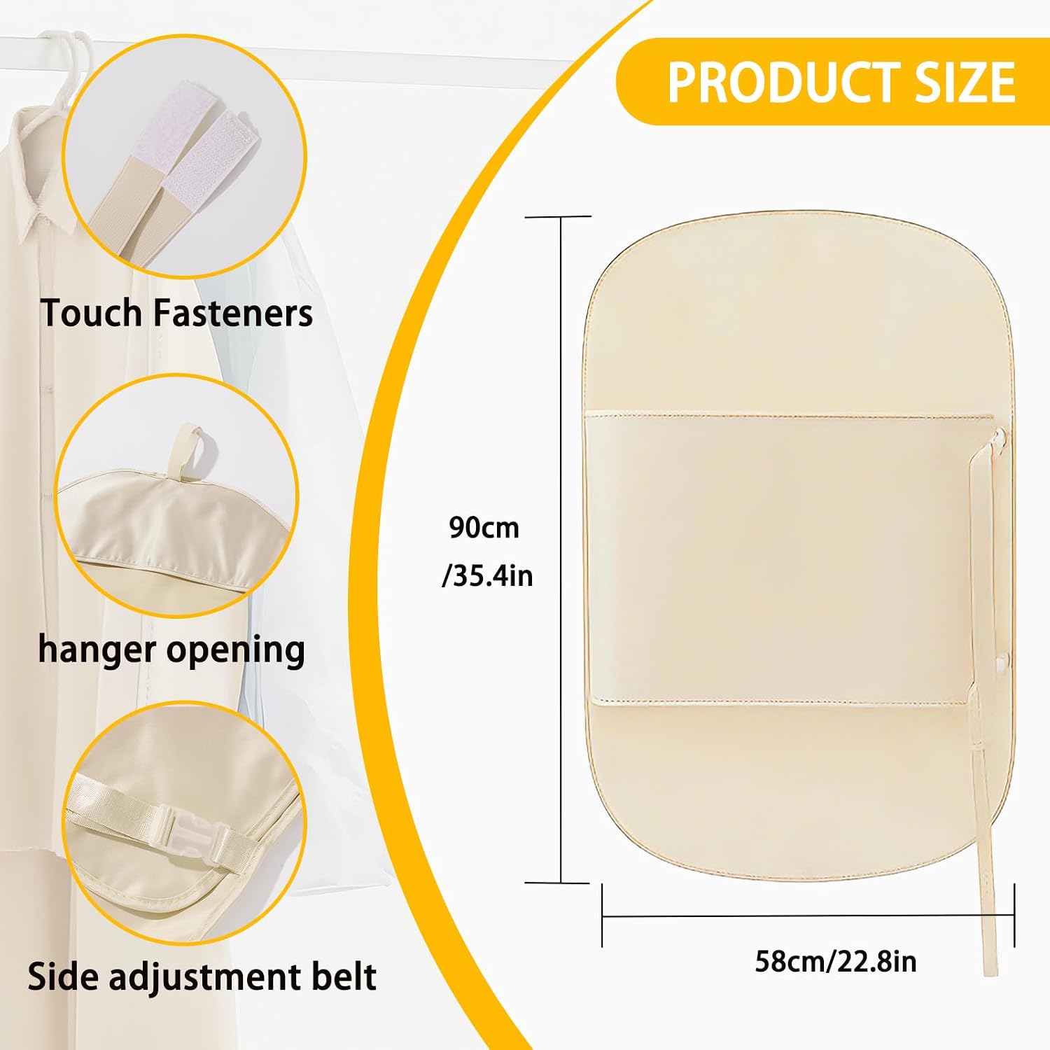 Adjustable Garment Bag 3 Pack Space Saver Organization Compression Storage Board for Winter Down Jacket Sweaters Beige