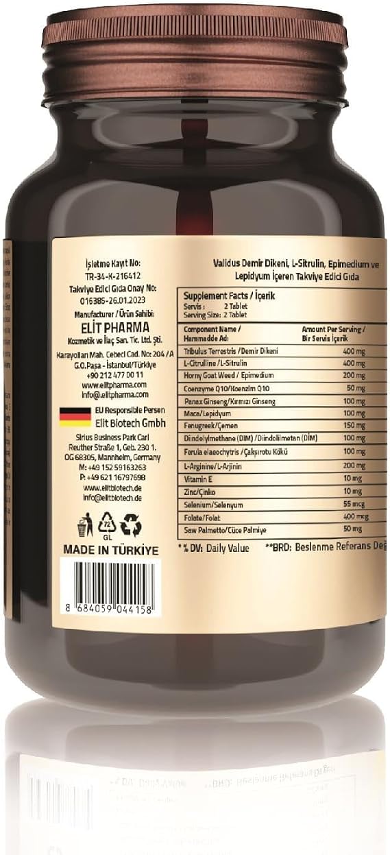 Validus Combo-Men Tribulus 400 mg + L-Arginine 200 mg + Maca 100 mg 60 Tablets