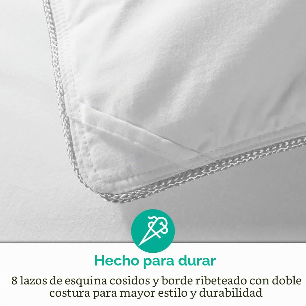 APSMILE Edredón Relleno Nórdico de Plumas y Plumón de Ganso Cama 80-135 x 200 cm, Apto para Invierno Edredón Nórdico 135x200cm, 8 pestañas en Las Esquinas (Blanco,1025g)