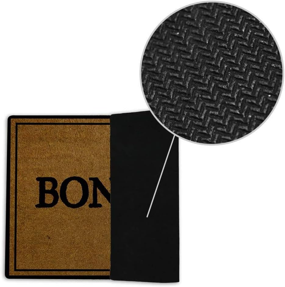 Funny Door Mat Non-Slip Back Rubber Entry Way Doormat Outside | Bonjour | Standard Outdoor Welcome Mat | Patio Home Office Indoor | Non-Woven Fabric 18 Inch x 30 Inch