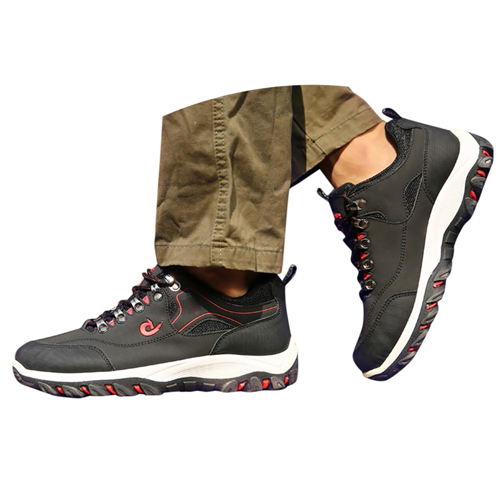 Chaussures de Randonnée Basses et Imperméables pour Hommes Chaussures Légères en Cuir à Lacets Sneakers de Outdoor Trekking Camping Walking Chaussures de Travail