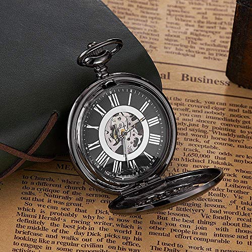 Montre de poche noire mécanique pour parfaire votre style rétro