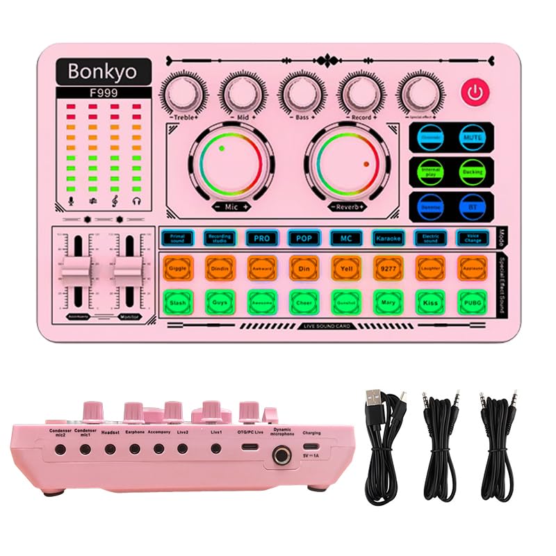 Amazon.com: F999 Pink Live Streaming Sound Card