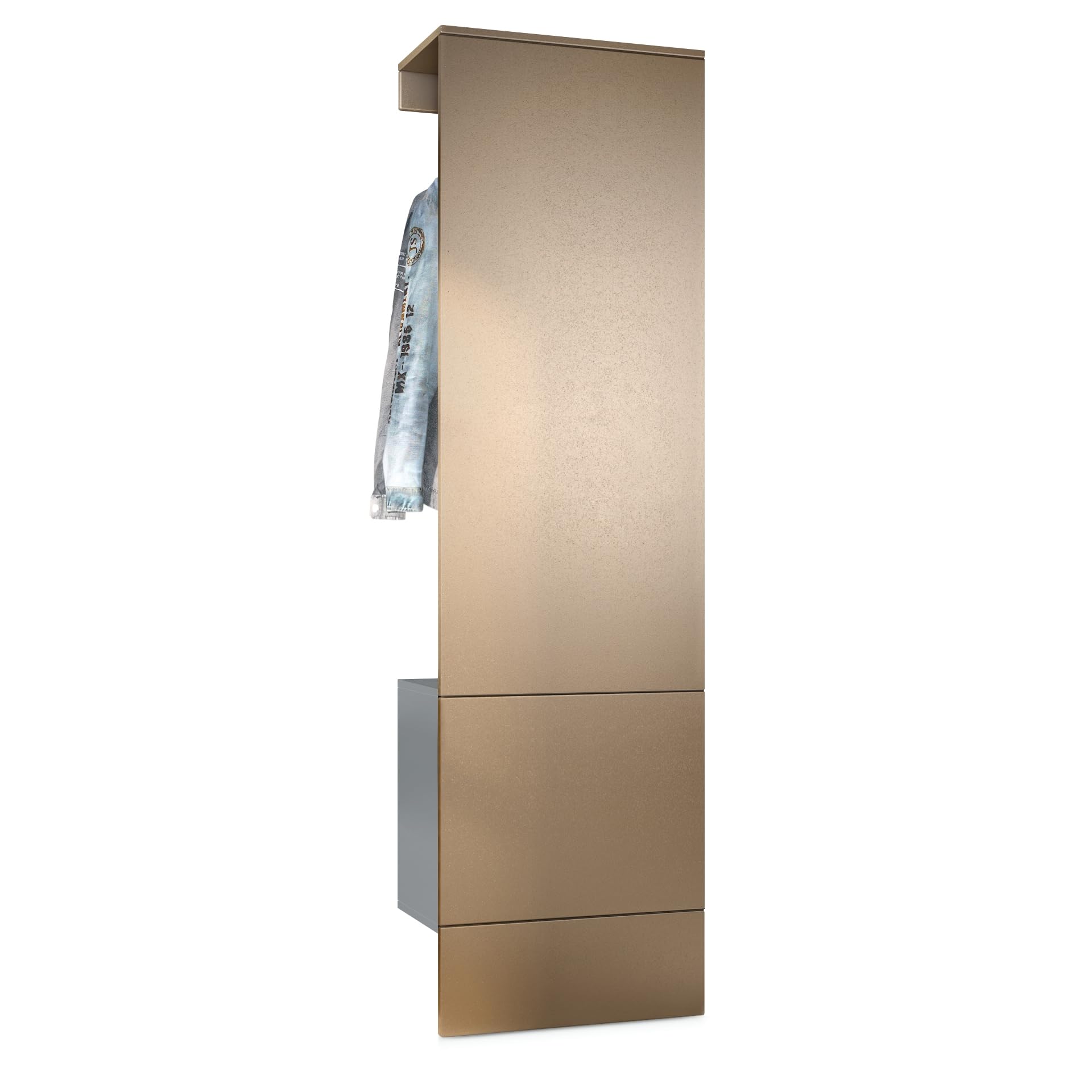 Vladon Carlton Hallway Set 5, Set di contenitori per corridoi con 1 Pannello Appendiabiti con Anta incorporata e 1 Asta Appendiabiti, Antracite Opaco/Ottica Bronzo (52 x 193 x 35 cm)