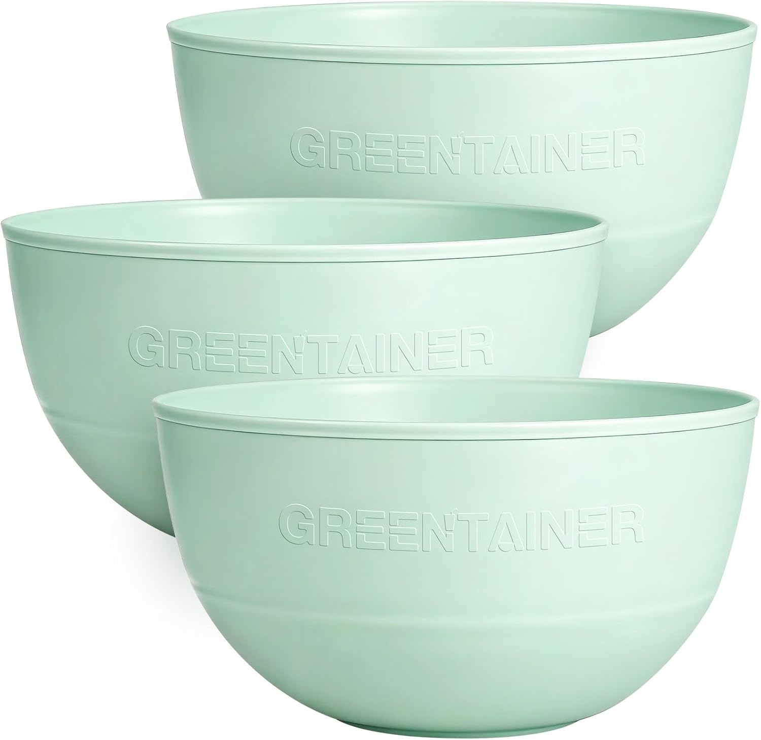 Greentainer 3 Pack Large Plastic Bowls, 135oz Plastic Salad Bowls - Reusable Serving Bowls for Party, Picnic, Entertaining, Kitchen & Outdoor, Microwave & Dishwasher Safe (Green)