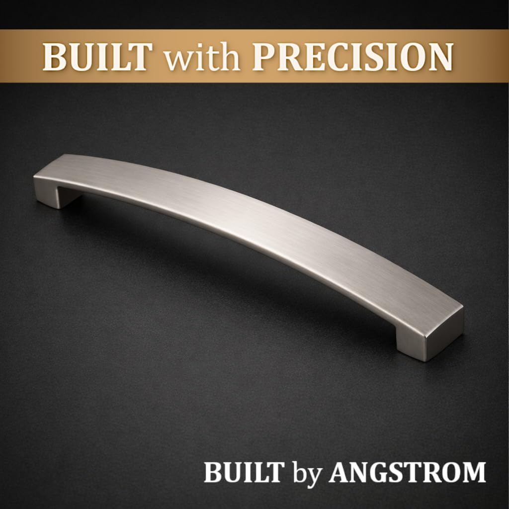 ANGSTROM 1-Pack Curved Arch Cabinet Pulls, Zinc Handle Bar 6.25 Inch (Brushed Nickel)