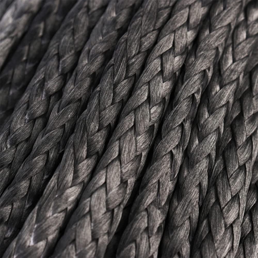 1/4" x 50' 7700LBs Corde de câble de Ligne de treuil synthétique avec Gaine - Noir