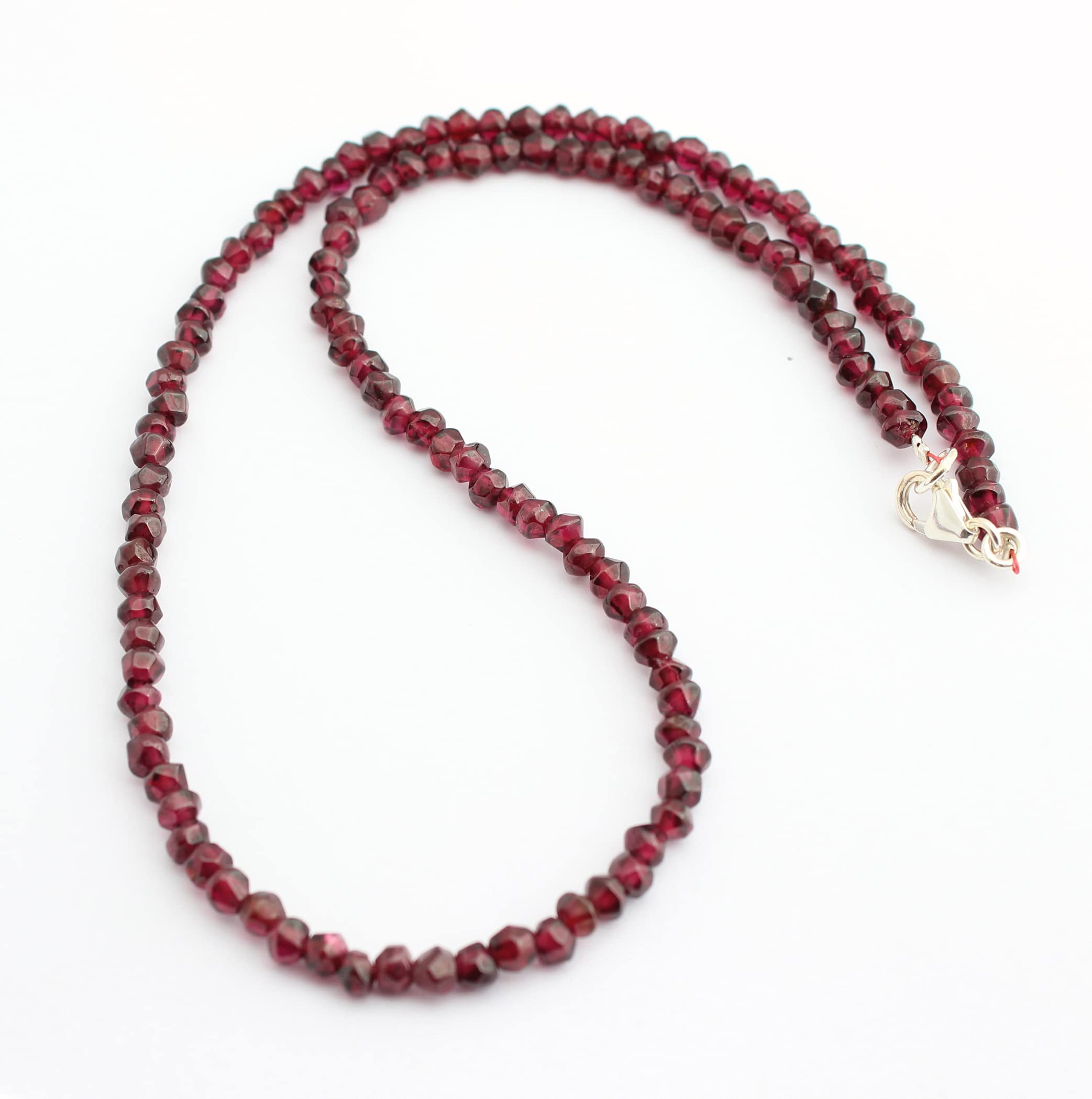 Granat Kette Natur Weinrot facettierte Collier 45 cm