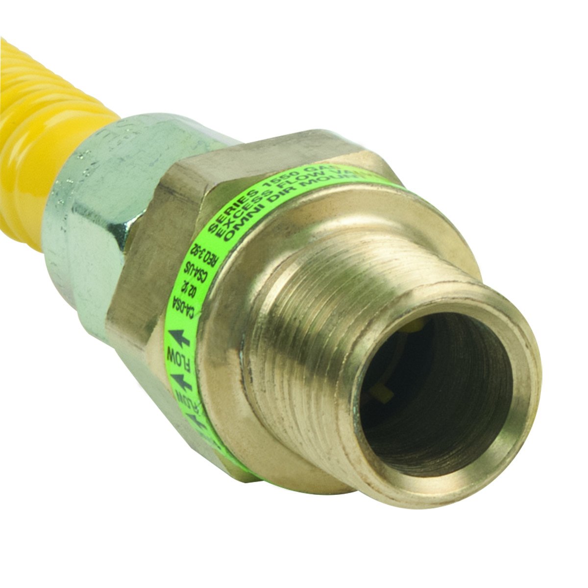 BrassCraft CSSD45E-12 P 1/2-Inch MIP EFV x 1/2-Inch FIP x 12-Inch Safety+PLUS Gas Appliance Connector, 1/2-Inch OD 102,000 BTU