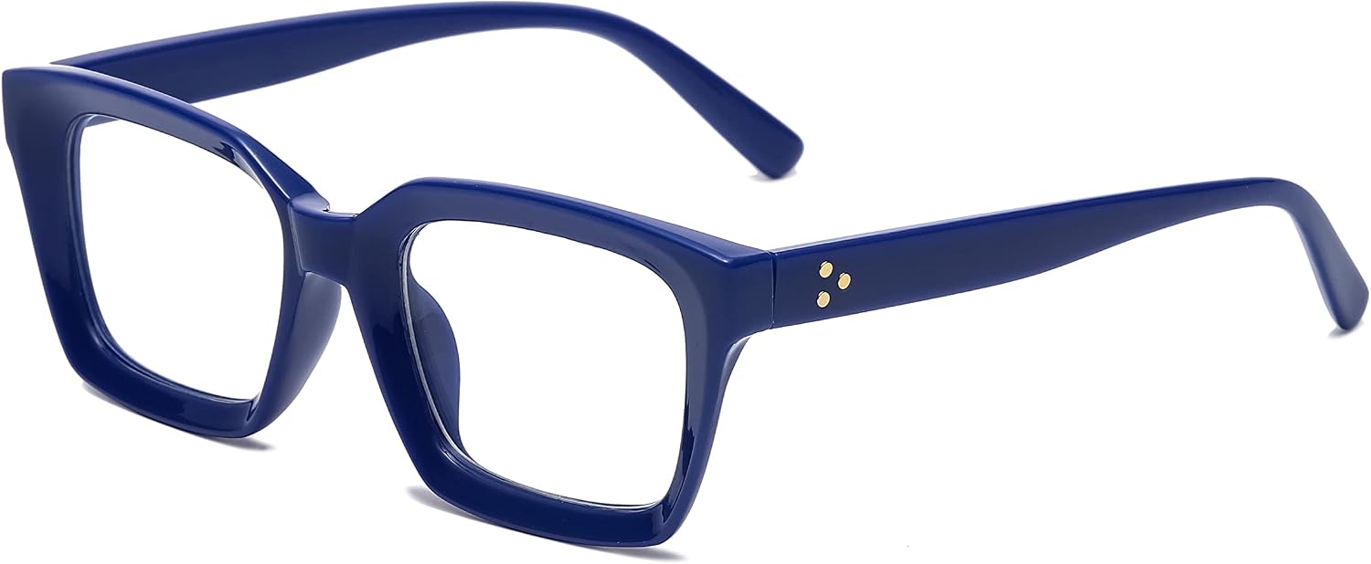 Onrtry Thick Square Frame Glasses for Women Men Non-prescription Clear Lens Eyeglasses