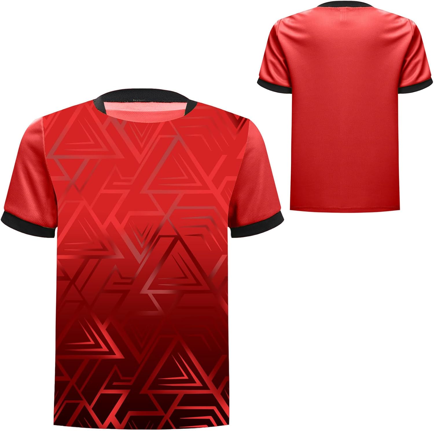 Kids Boys Quick-Drying Soccer Jersey Short Sleeve Stylish Geometric Printed Football Basketball Sports Tops