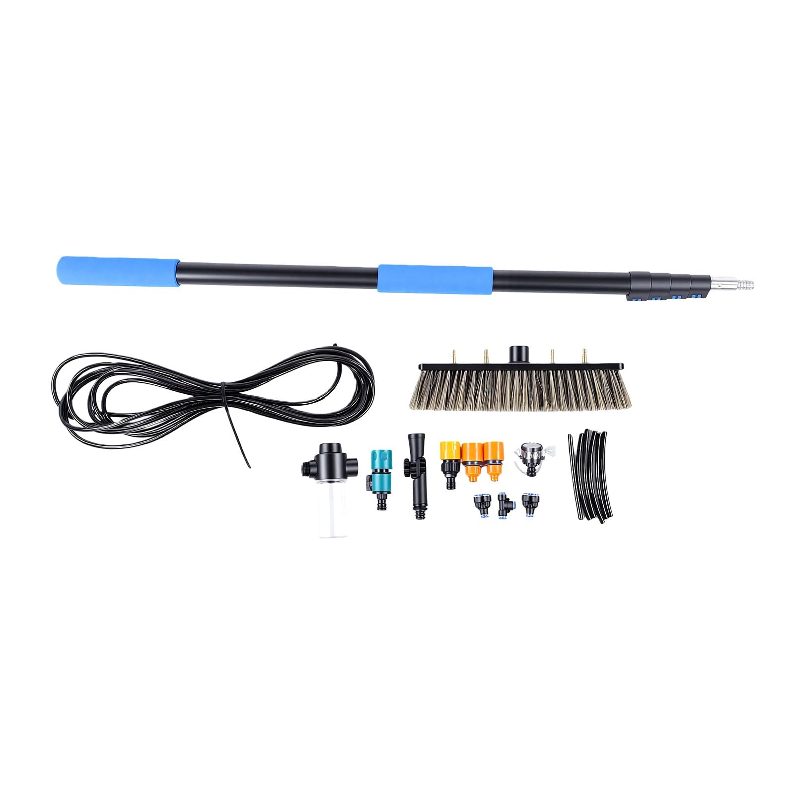 Generic Kit de Limpieza Alimentado por Agua con Poste Telescópico de 4,8 M y Cepillo para una Limpieza Segura de Paneles y Paredes Solares - Aluminio Resistente