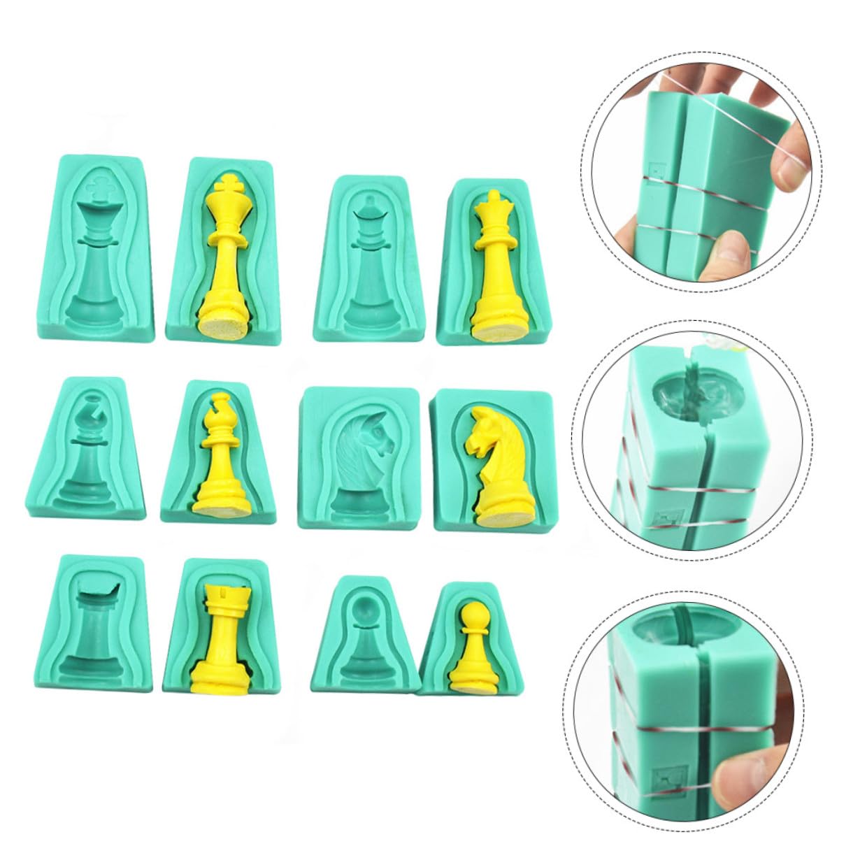 Molde Verde Ajedrez 12 Chocolate de Silicona Piezas | Flexible y Antiadherente, Diseño Creativo para DIY Horneado, Acabado y Forma Chess