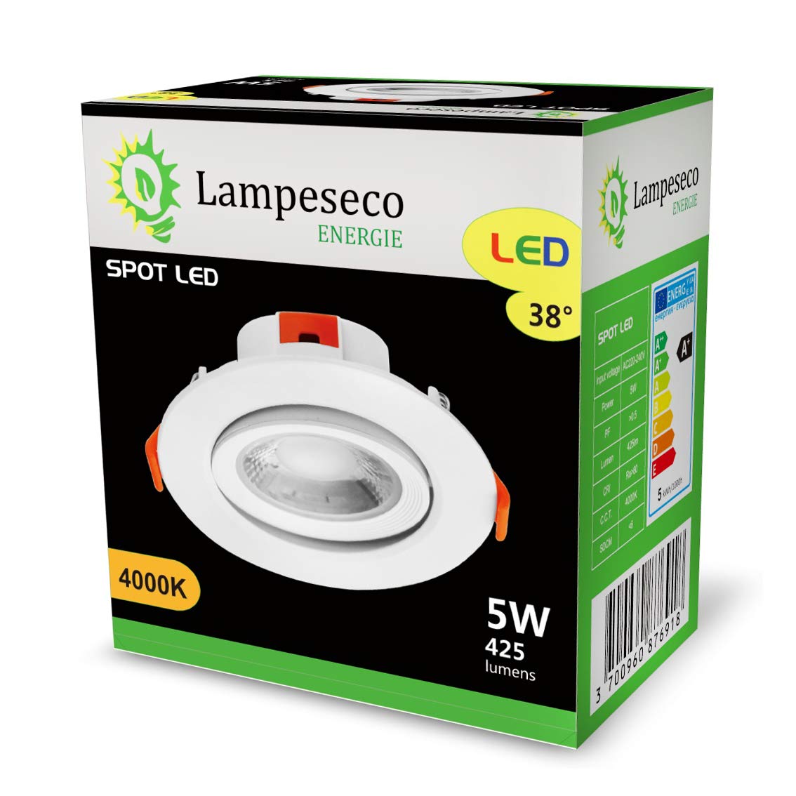 LampesEcoEnergie Lot de 20 Spot LED encastrable pour plafond 5W Blanc Neutre transformateur intégré