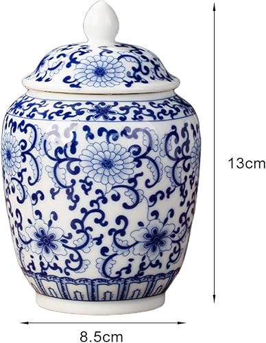 Miniatura 3 de MagiDeal Jarrón de cerámica de jengibre chinoiserie, estilo chino, tarros de porcelana tradicional, tarro de jengibre asiático para decoración del
