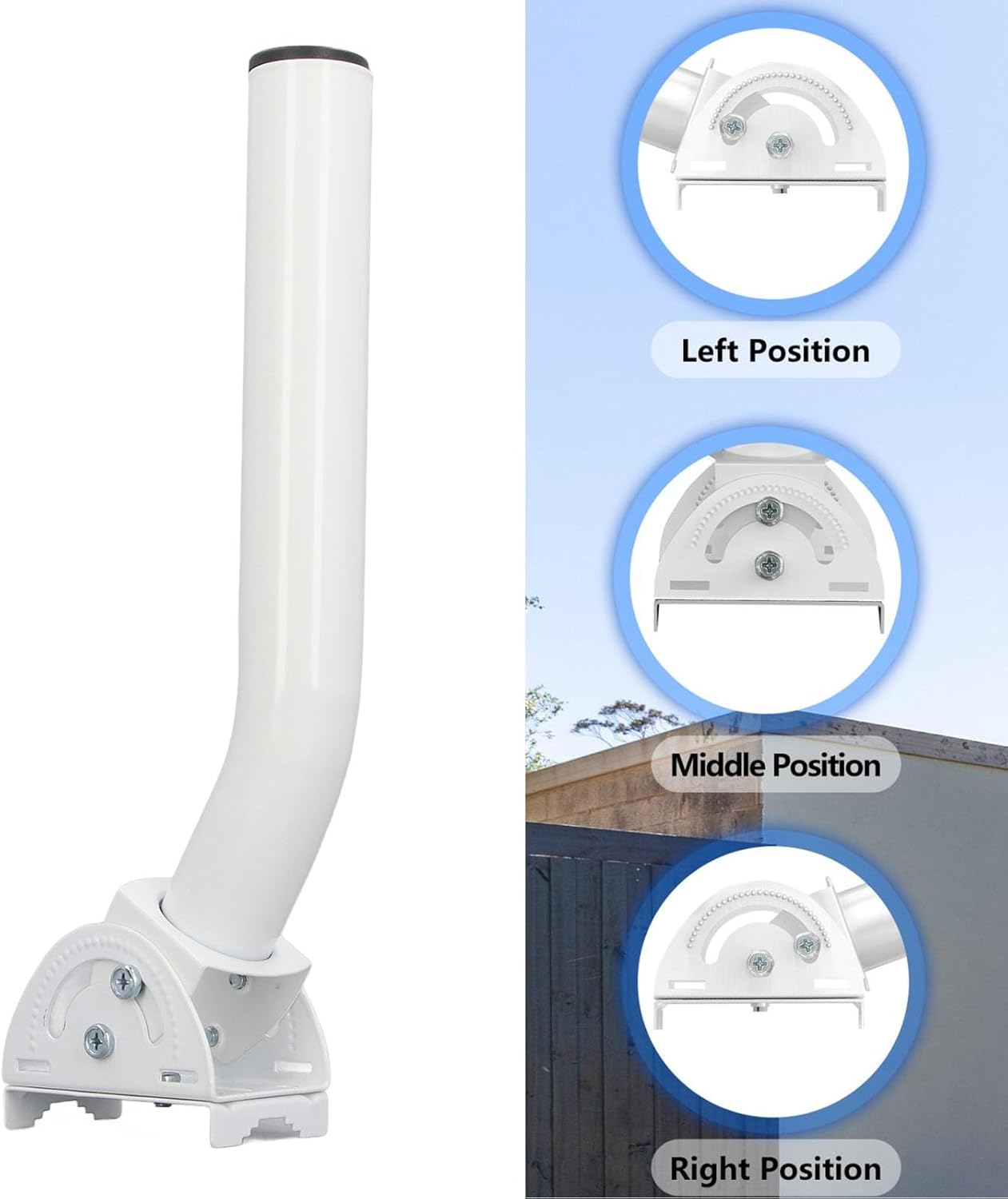 Wall Mounting Kit, J Pole Mount for V2, Wall Roof Installation Pole Bracket Ethernet Adapter with Adjustable End Angle
