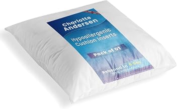 Charlotte Andersen – 1 pack 17x17 Cushion insert Square Inners, Anti-Allergy Insert Pads 43cm x 43cm Pure Hollowfibre Filling- Made In UK (1, 17" x 17" Inches (43cm x 43cm))