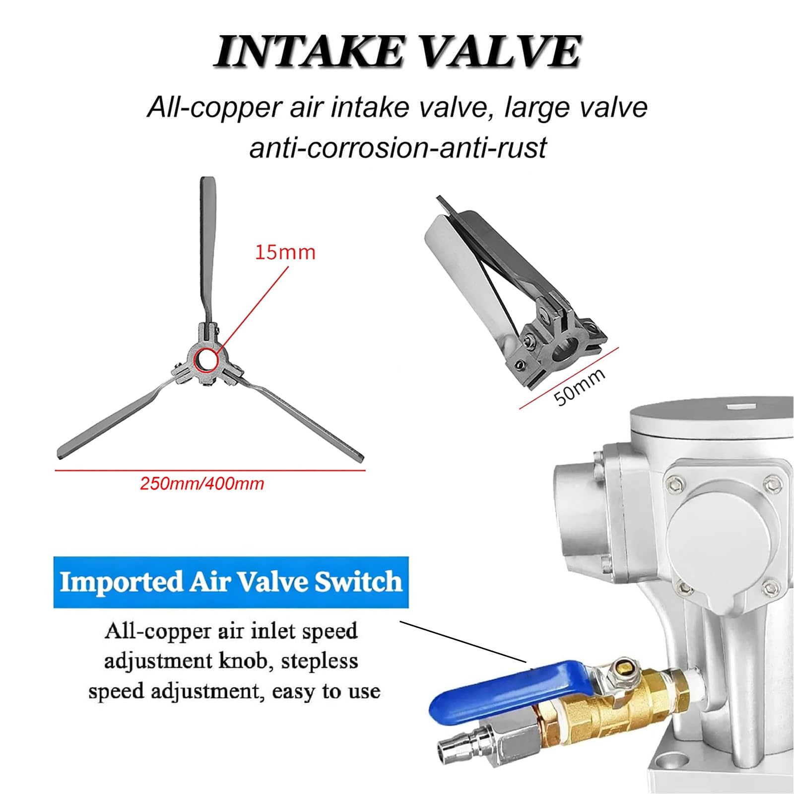 Agitateur à air IBC, mélangeur pneumatique pour cuve de 1 tonne, mélangeur pour peinture, hélice repliable avec support, pour agitateur de dissolution d'encre(3 Cylinders)