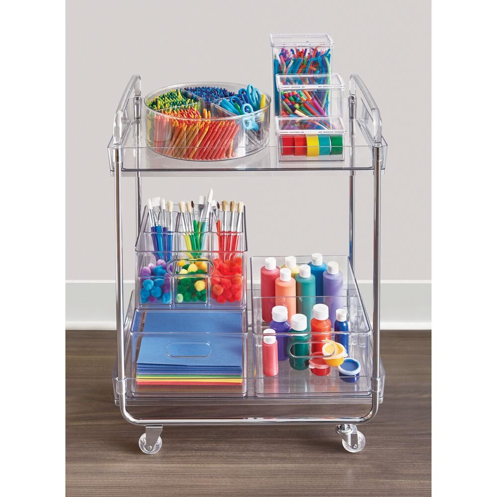 The Home Edit by iDesign Carrello rotante trasparente a 2 ripiani con ruote bloccabili