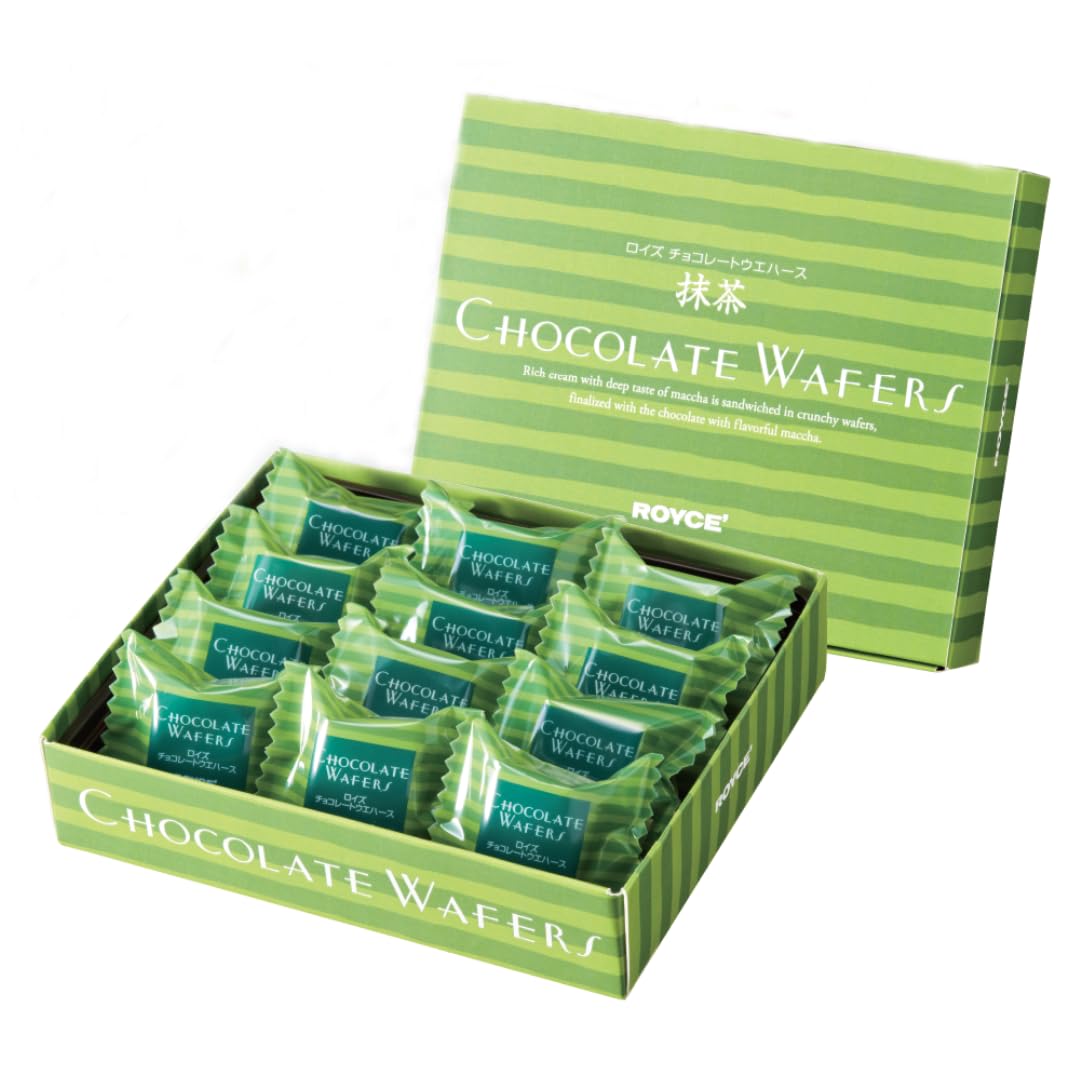 ROYCE' Chocolate Wafers "Matcha" - Premium Chocolate Wafers with Flavorful Filling| Perfect Gourmet Snack for Gifting & Indulging | Japanese Chocolate from Hokkaido (12 Pieces of Chocolate)