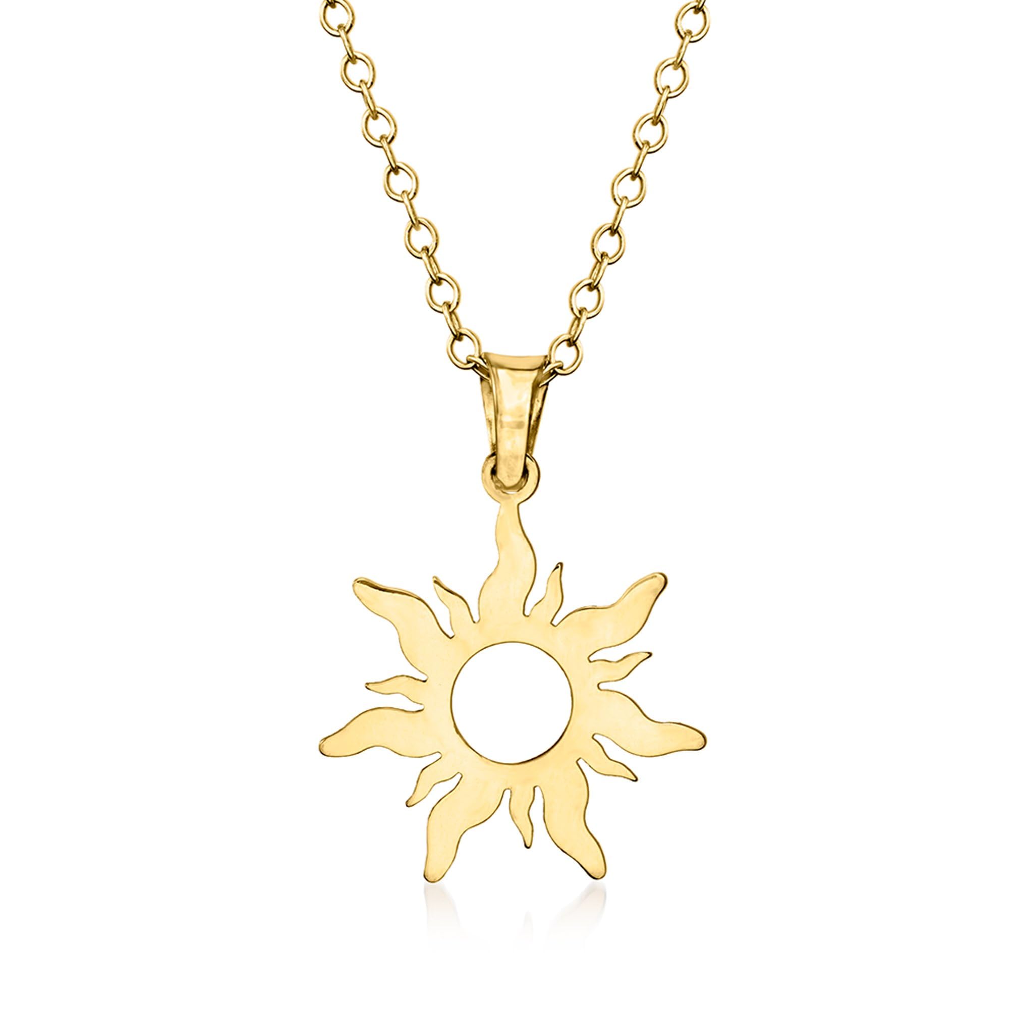 RS Pure by Ross-Simons 14kt Yellow Gold Sun Pendant Necklace