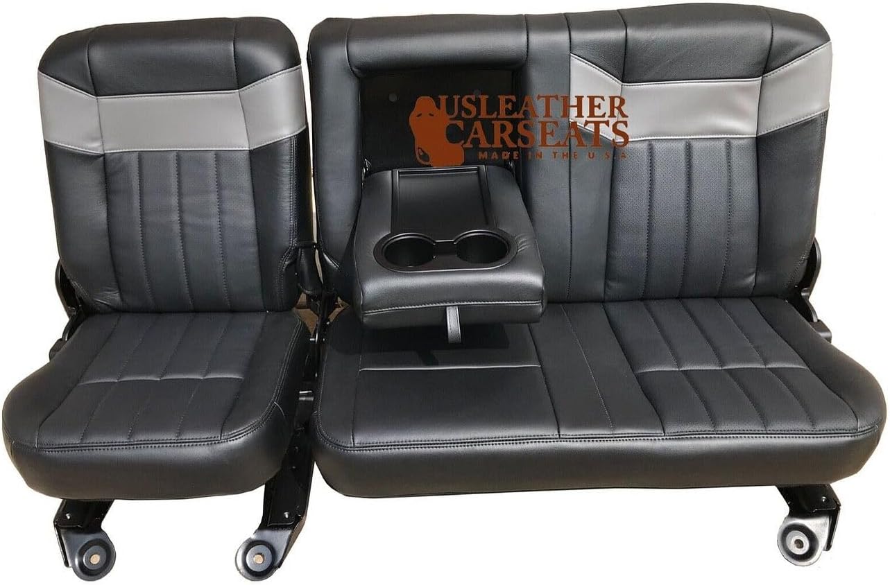 Made in The U.S.A. Second Row Rear Leather Seat Cover (Compatible with 2006 Ford F250 F350 Harley Davidson) Black