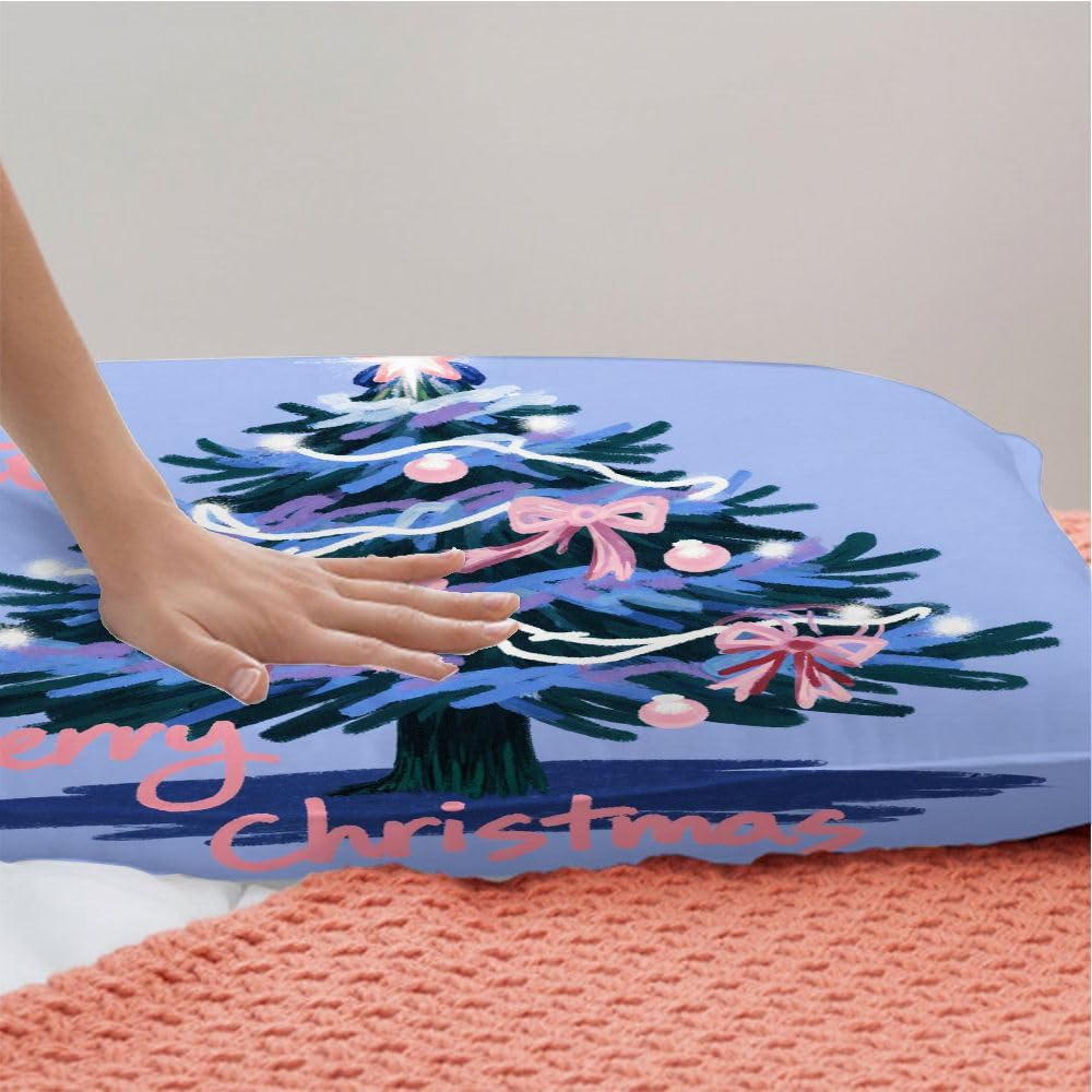 Juego de Cama 3 Piezas 3D 220x240 cm, Tema Navideño, Juego de Cama Extra Grande de 3 Piezas, Microfibra Ultraligera, Respirable, Lavable A MáQuina, Cintas de Fijación en Esquinas_6890