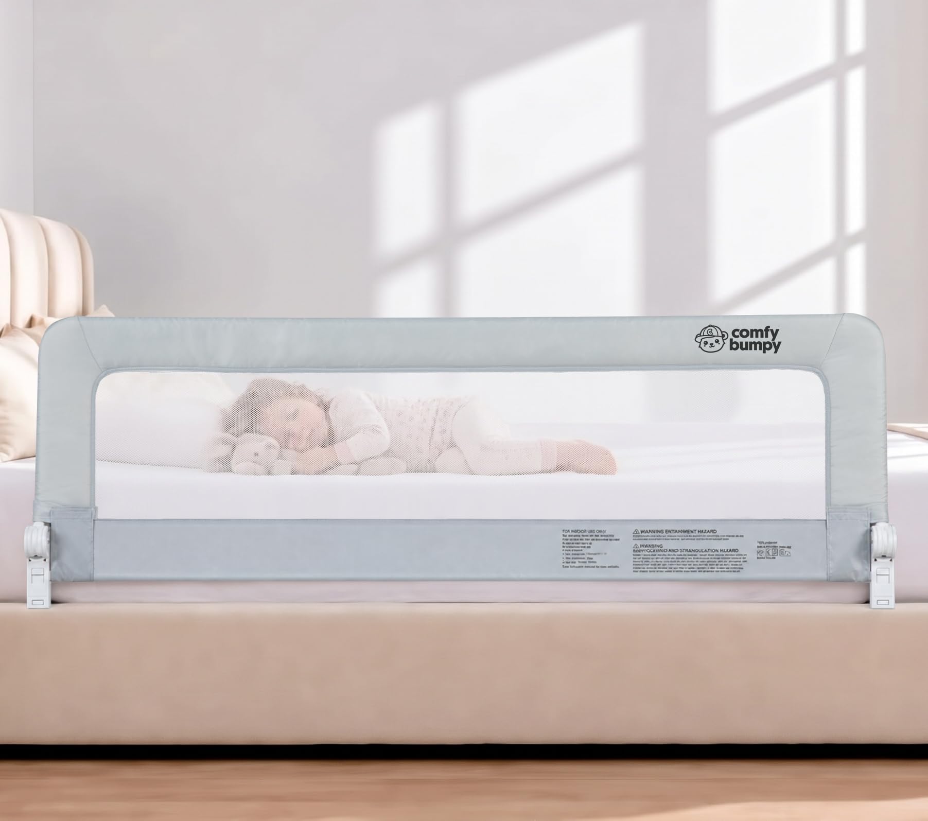 ComfyBumpy Bed Rail for Toddlers, 55.5" Long, Extra-Padded, Swing-Down