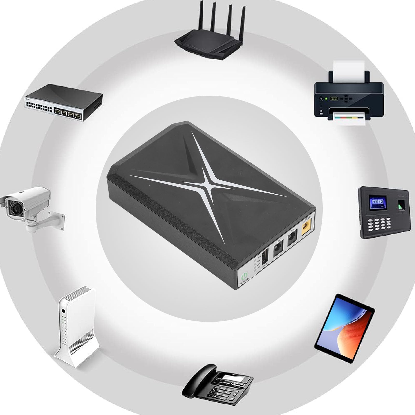 Respaldo de Batería Mini UPS con Interfaz de 2 Salidas CC, de UPS en Espera de DC 12V/2A 8800mAh, de Alimentación Ininterrumpida para Tiras de Luces LED