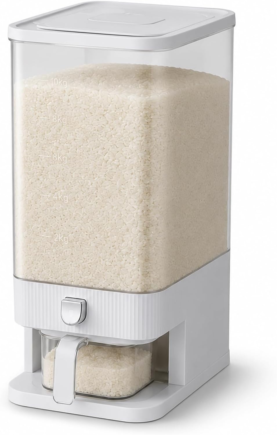Varku Rice Dispenser, 22 Lbs Large-capacity Rice Storage Container with Measuring Cup, One-Click Press Cereal Dry Food Storage Container for Kitchen Pantry Organization, 11.5 x 6.6 x 16.5 in