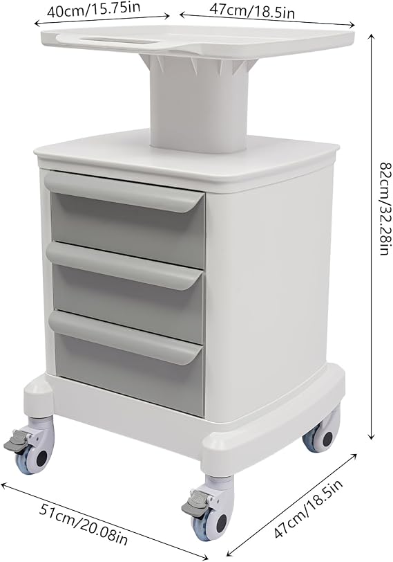 Medical Trolley Cart with Drawers, 4 Tier Mobile Utility Cart, White ABS, Silent Drawers, Durable Construction, 110.23lbs Capacity, 4 Swivel Wheels, Ideal for Salon, Lab, Hospital