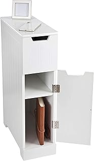 Elegant Brands Ltd SUPER Slim Bathroom Cabinet Storage, Small White Wooden Scandinavian Design
