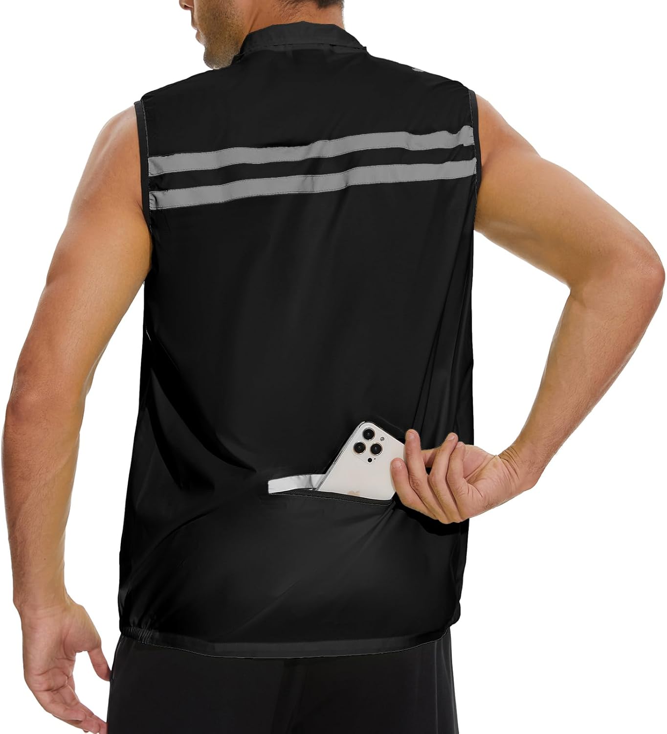 bpbtti Men's Hi-Viz Safety Running Cycling Vest Sleeveless Windbreaker vests- Windproof and Reflective - Image 3