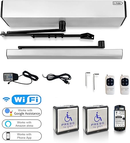 Miniatura 2 de Abridor de puerta para discapacitados, operador de puerta abatible ADA de baja energía con botones de presión de acero inoxidable para discapacitados