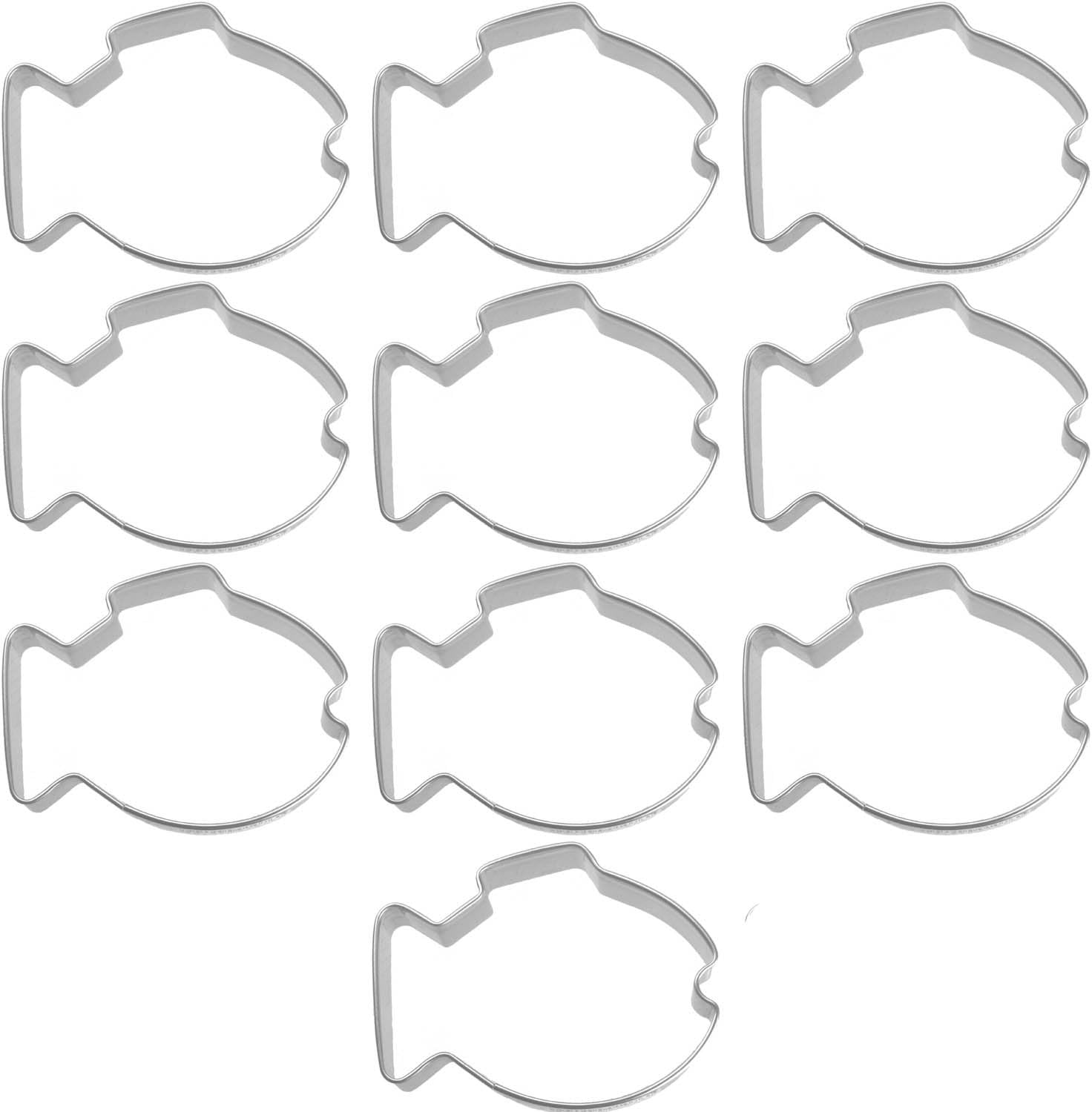 Nagao 1076 Cookie Cutter, Stainless Steel, Fish, Set of 10