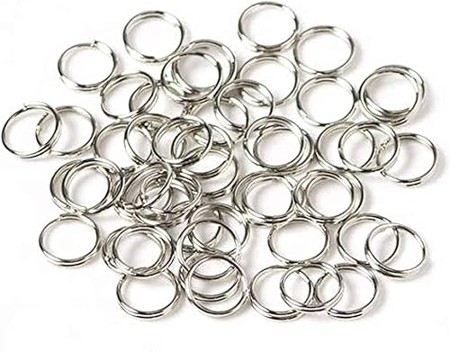 LASSUM 200 anillos de salto redondos divididos de 0.394 pulgadas (0.394 in) para hacer joyas, color plateado