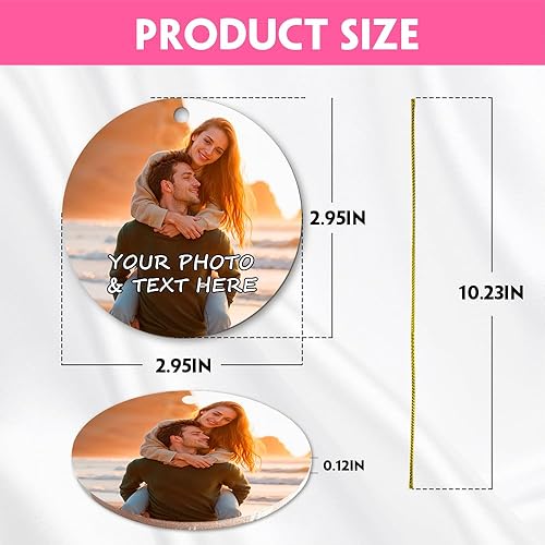 Vista 2 de ORYG Adornos de Navidad personalizados con foto y texto, decoraciones colgantes de acrílico, regalos de árbol de Navidad, regalos de fiesta de boda