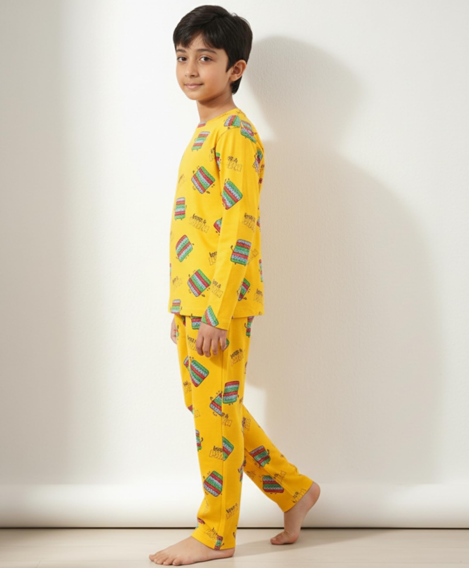 Anthrilo Cotton Blend Pop It Boys Yellow Pyjama Set (5-6 Years_Multicolored) - Image 3 thumbnail