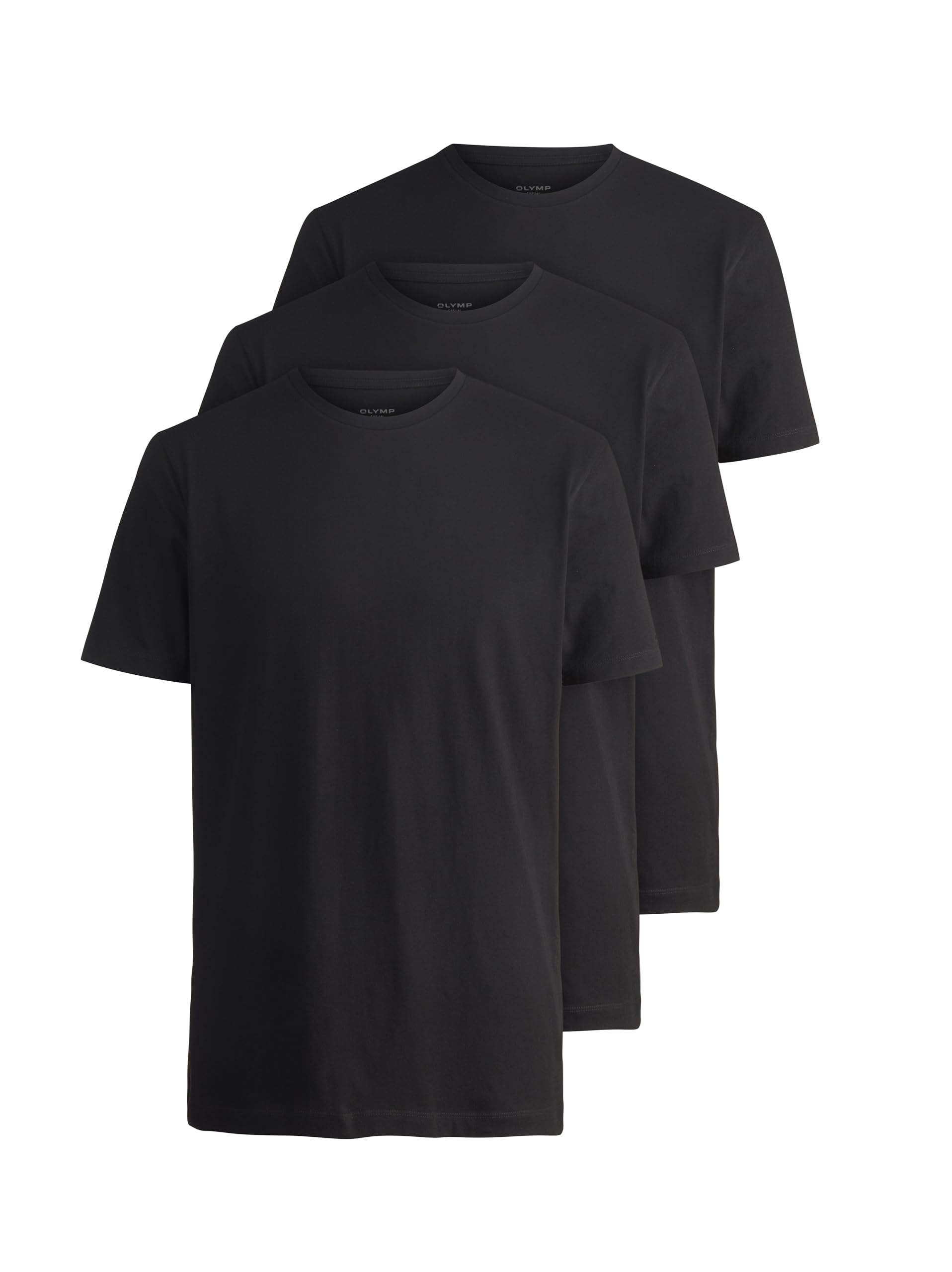 OLYMP 924 Men's Plain T-Shirt Modern Fit Pack of 3, Black 68., XXL