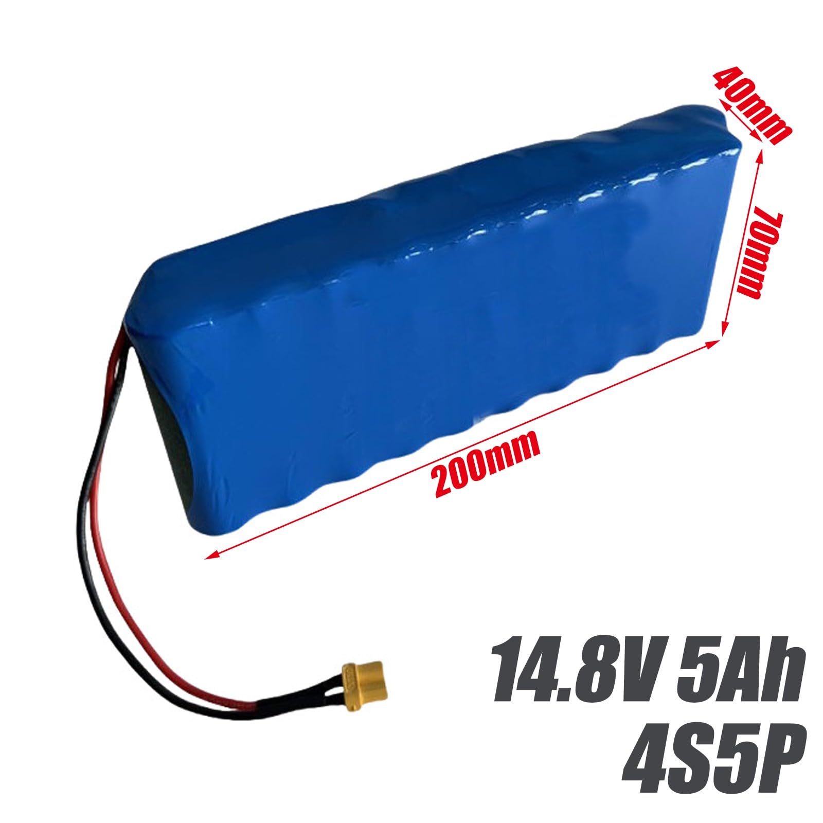 Batterie Lithium-ION 14,8 V 5 Ah pour Vélo Électrique 4S5P, avec BMS Intégré pour Moteur 100 W XT60 Plug+T Plug