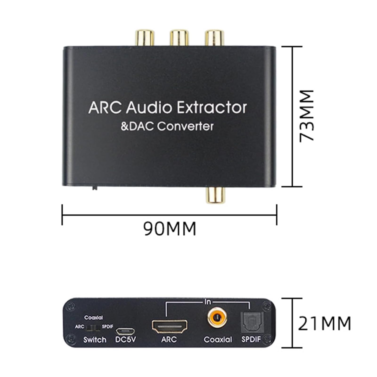 MObyat Extracteur Audio Arc, Convertisseur Audio Numérique vers Analogique 192 KHz, Compatible HDMI SPDIF 5.1 Optique Et Stéréo 3,5 Mm, pour Home Cinéma, Musique De Jeu