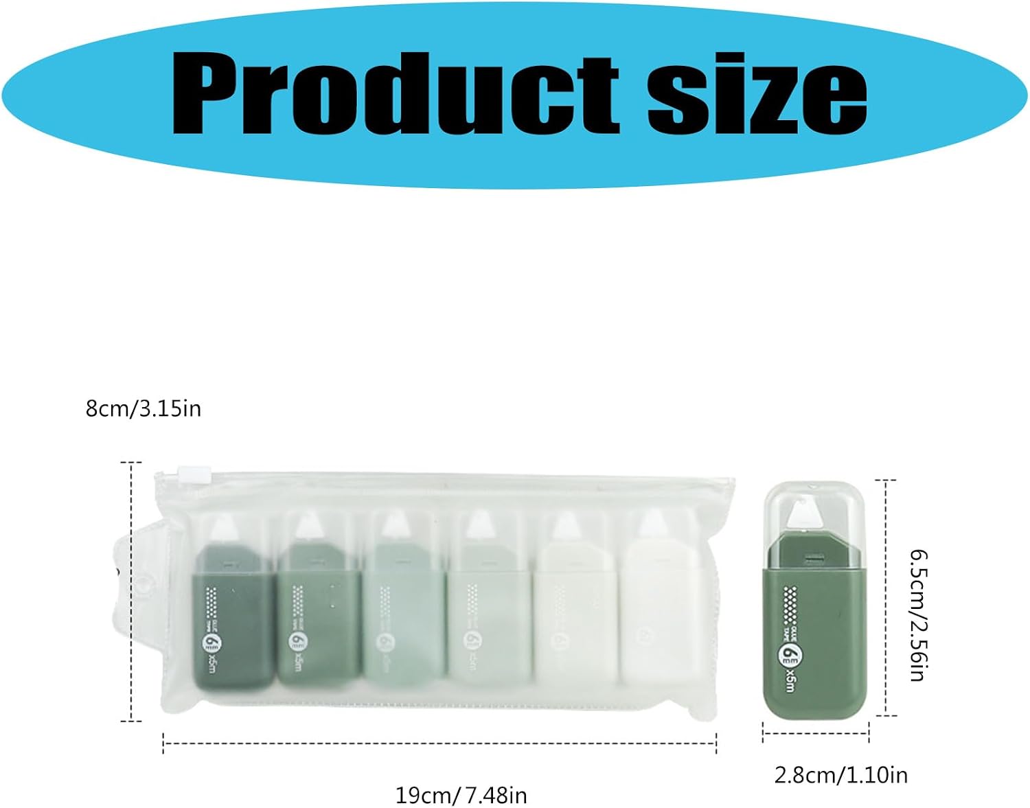 6pcs Scrapbooking Erasable Dispensing Pens Fade Color Double Sided Adhesive for Photo and Sticker Pasting Dispensing Pen