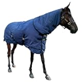 Waterproof Horse Turnout Blanket Horse Winter Blanket Medium Weight Horse Blanket with Detachable Neck Cover Size 78 Navy Blue